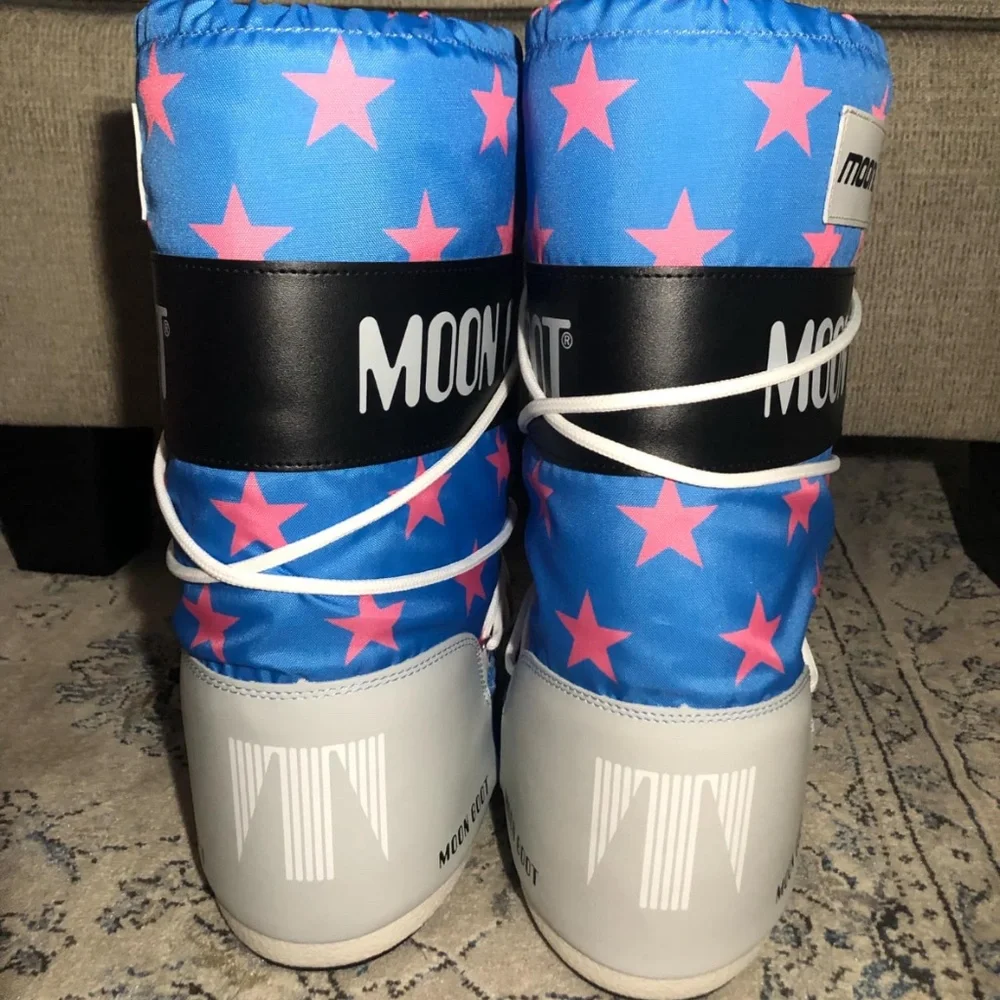 Moon Boots Icon Retrobiker Pink stars Print Boots